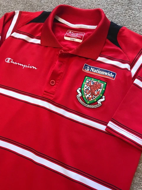 Welsh Football Wales Cymru Chwarae Champion Wicking Polo Shirt S Small