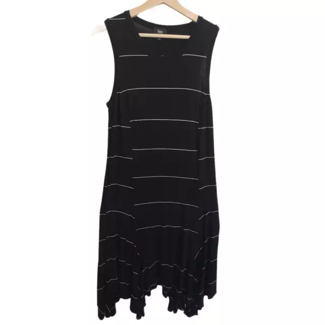 Mossimo Women Dress XS Black Striped Knit A-line Ruffle Hem Casual Basic Summer