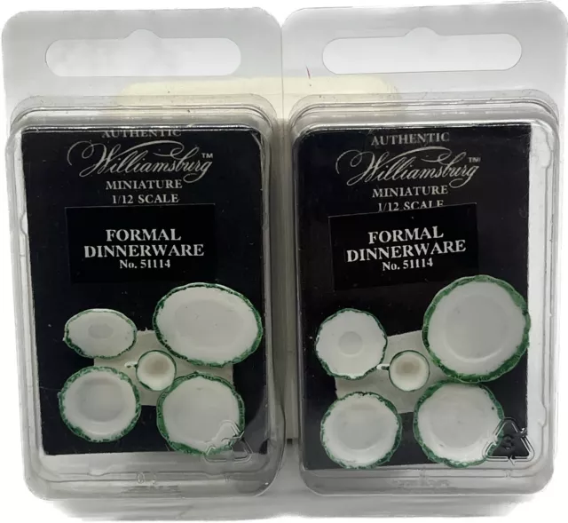 2x Williamsburg Miniature 1/12 Formal Dinnerware No.51114 White/Green New Bundle