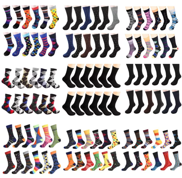 Gelante Men's Dress Socks Funky Fashion Casual Cotton 12 Pairs size 10-13