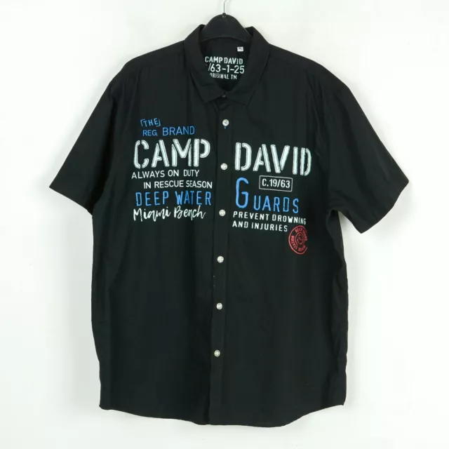 CAMP DAVID XL Men Lifeguard Shirt Button Short Sleeve Embroidery ...