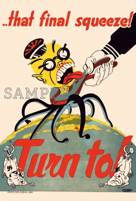 1940s WWII Japan Tojo USA military cartoon comic propaganda postcard [P74]