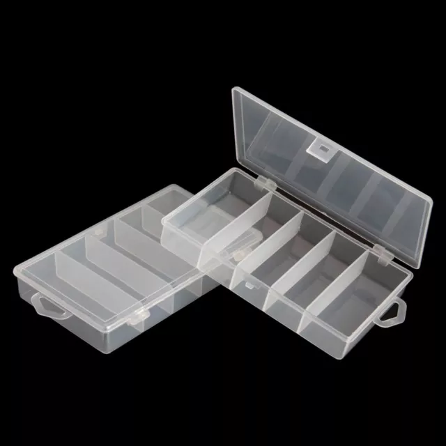 2 Pack 5 Grid Clear Plastic Fishing Tackle Storage Box Jewelry Making Findings