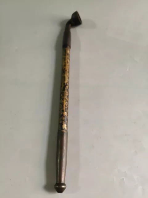 Old Chinese copper gilt handmade smoke Pull pipe Smoking tools