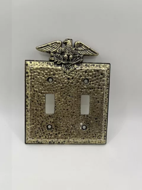 EDMAR Vintage Hammered Brass Eagle Double Light Switch Plate Cover