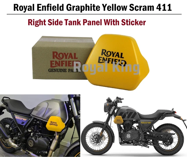 ROYAL ENFIELD &GRAPHITE jaune cram 411" "panneau de réservoir latéral