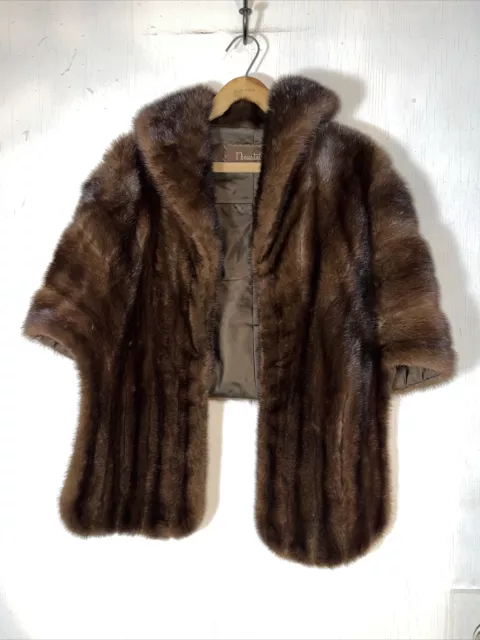 Neusteters Vintage Mink Fur Stole Capelet with pockets