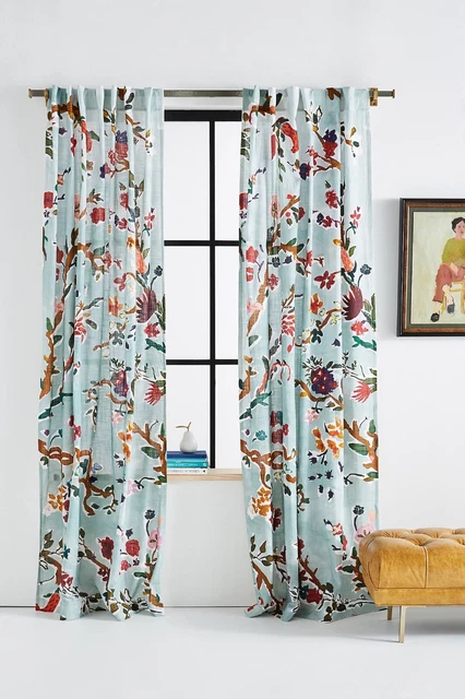 Cecilia Floral Jade Single Curtain Panel