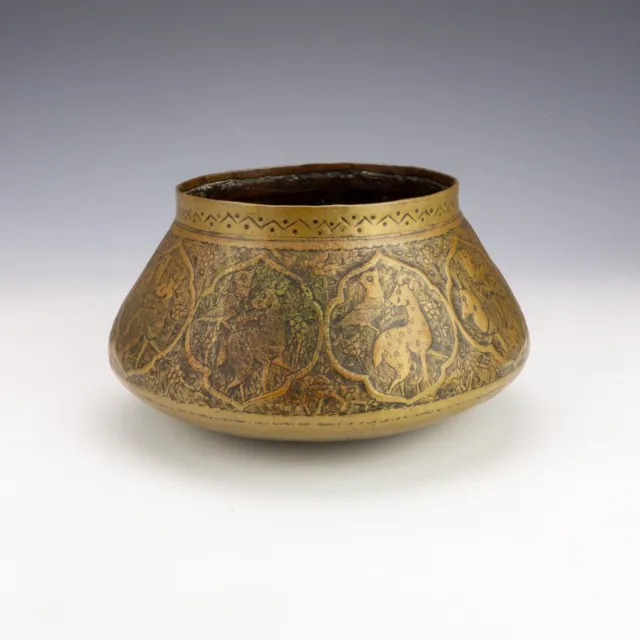 Antique 19th Century Islamic Persian Mamluk - Incised Brass Bowl