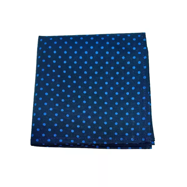 fazzoletto da taschino uomo artigianale handmade handkerchief Pois Dark Blue