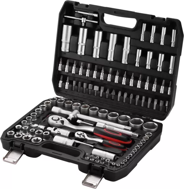 WORKPRO Coffret de Douilles Embouts et Clés à Cliquet 1/2-inch et 1/4-inch (72 D