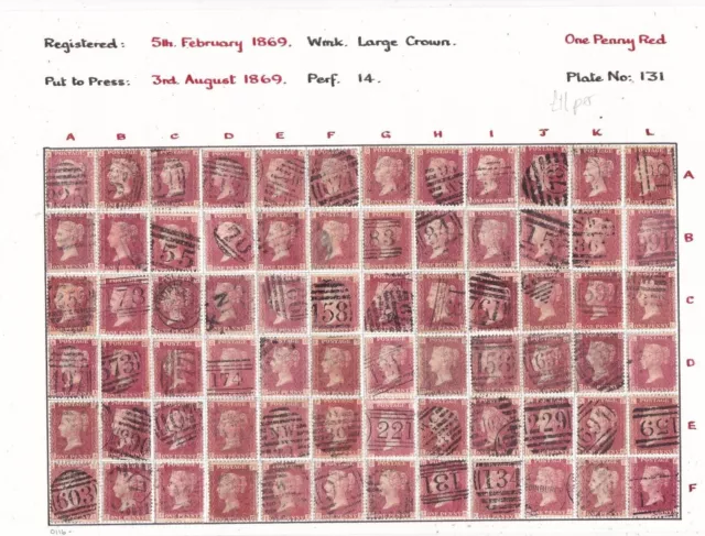 GB Victorian SG43 sg44 1d penny red line engraved Plate 131 qv postage stamps