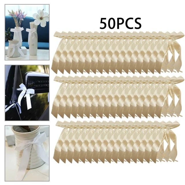 Totalmente Nuevos Bucles de Antena 50 un. Arco Beige para Boda Novia Coche Cinta Arcos de Coche