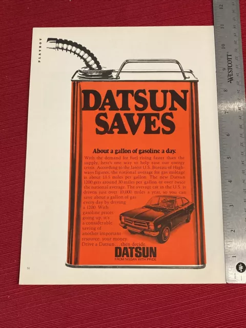 Datsun Cars Save Gas 1973 Print Ad  - Great To Frame!