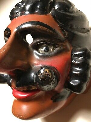 Antique, 1930-1950, Ethnographic, Wooden Mask Guatemala (Guatemalan) "Mexicano" 9