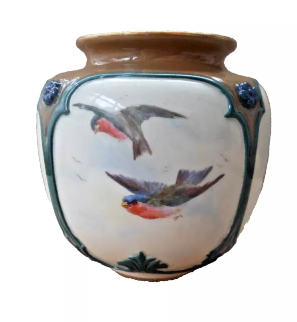 Royal Worcester Antique Hadley Vase - Hand Painted with Birds