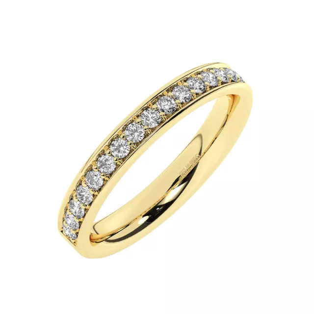 0.25 Cts Pave Set Round Brilliant Cut Diamonds Half Eternity Ring 9K Yellow Gold