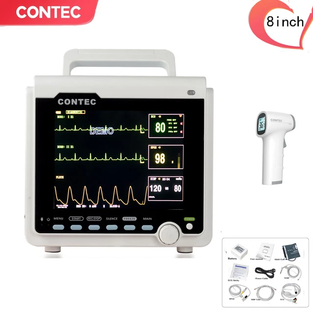 thumbnail image 2 of Carejoy 12" ICU Vital Signs Patient Monitor - 7 Parameters: ECG, NIBP, SPO2, TEMP + Case & SPO2 2 of 5