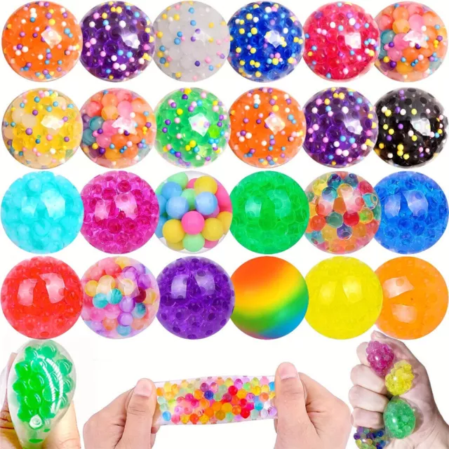 12Pcs Squeeze Stress Ball Sets Squishy Ball With Water Beads Anxiety Relief Toy
