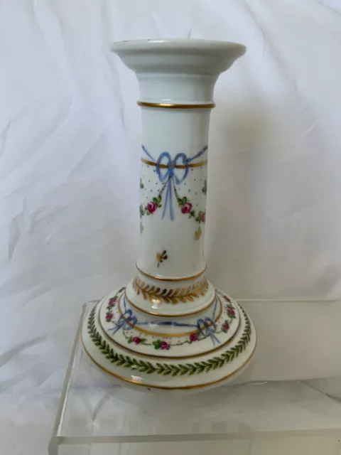 Vintage Ribbons & Bows Swags Roses Porcelain Candlestick - Limoges Crown Staffs