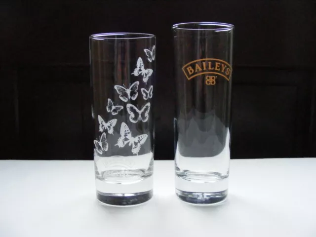 2 x Bailey's Heavy Base Highball Glasses - 'Glide' And Glass With Gold Logo