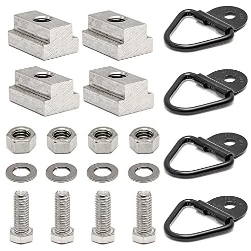 Bed Deck Rails Cleat T Slot Nuts - Stainless Bolts + Tie Down Anchors (4PCS)