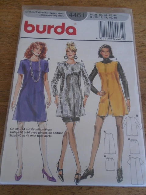Patron  "Burda   Robe Jupe Chasuble  Taillle 34 Au 44  N° 4461