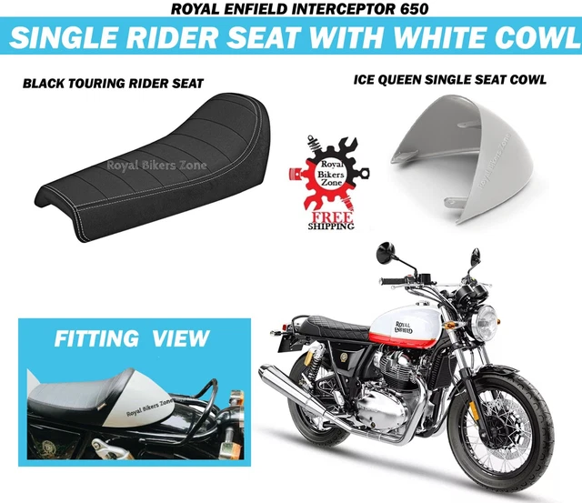 ROYAL ENFIELD &INTERCEPTOR 650" "Single Rider Seat With White Cowl