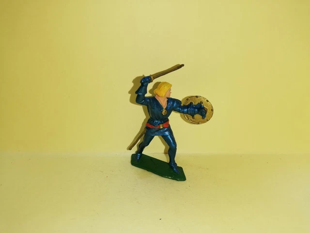 Figurine Starlux Moyen Age - Seigneur Noir Combattant - Ecu Armoirie - Boîte D'origine
