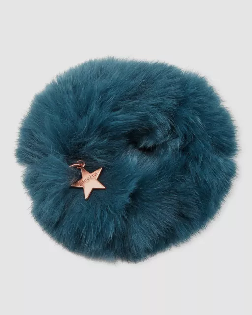 $25 Jocelyn Women's Blue Sheared Rabbit Fur Scrunchie Hair Tie