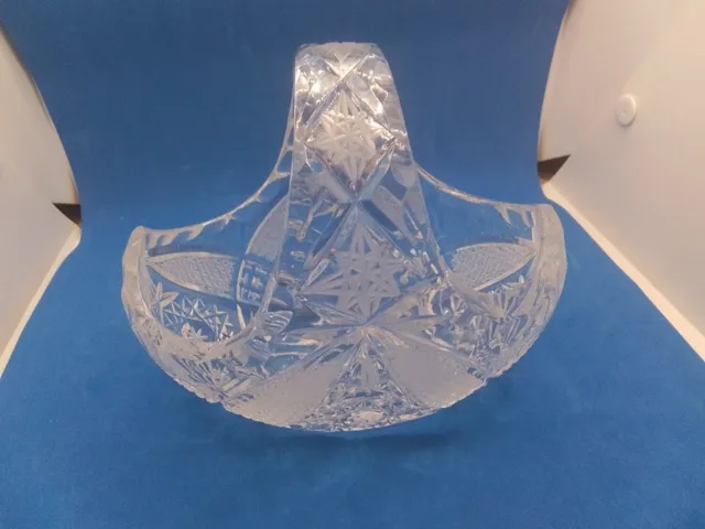 Basket/Candy Dish with Handle Hand Cut Lead Crystal 5'5"/3'5"Approx .