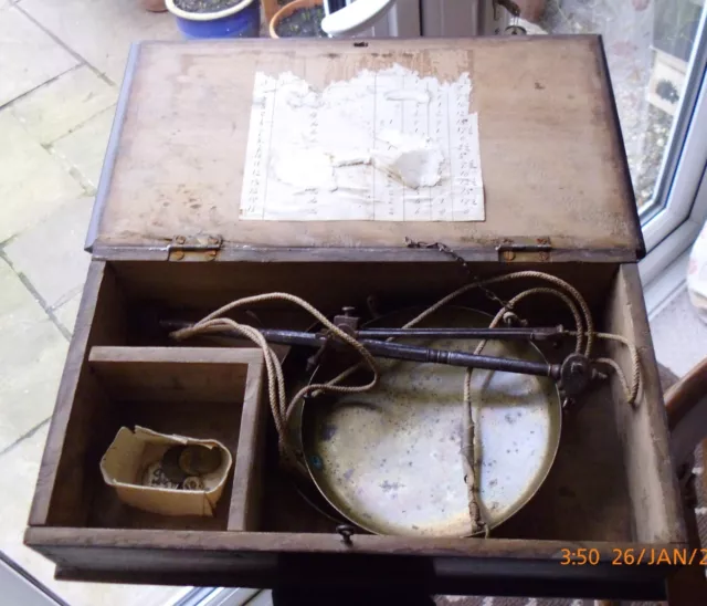 19th Century Set of Scales in a Mahogany Box with Boxed Apothecary Weights 3