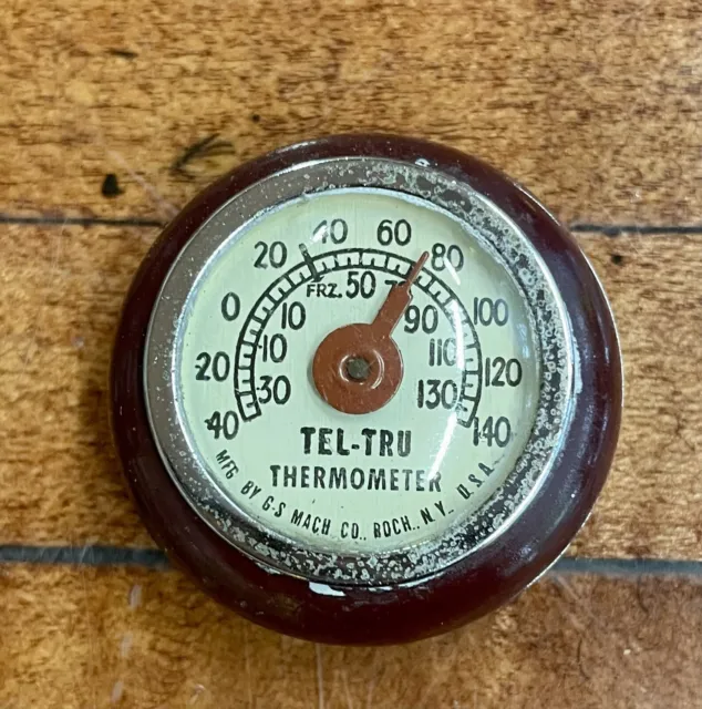 Vintage Original Auto Accessory Tel Tru Dash Thermometer Chevy GM Bomb