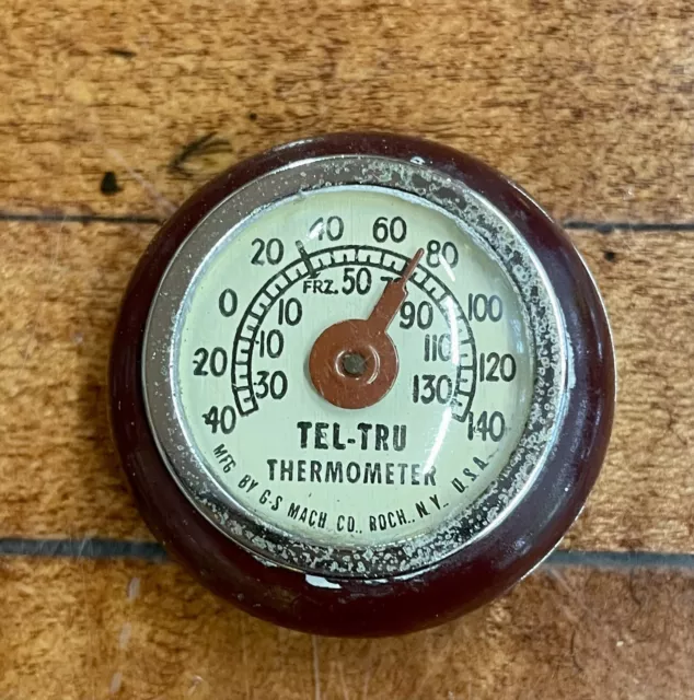 Vintage Original Auto Accessory Tel Tru Dash Thermometer Chevy GM Bomb Vintage Original Auto Accessory Tel Tru Dash Thermometer Chevy GM Bomb