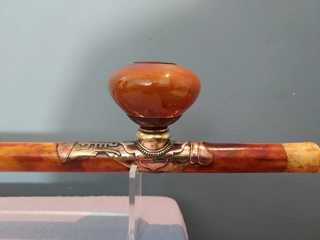 ANCIENNE PIPE A Eau CHINOISE Corne et Métal - Old Chinese Pipe EUR 52