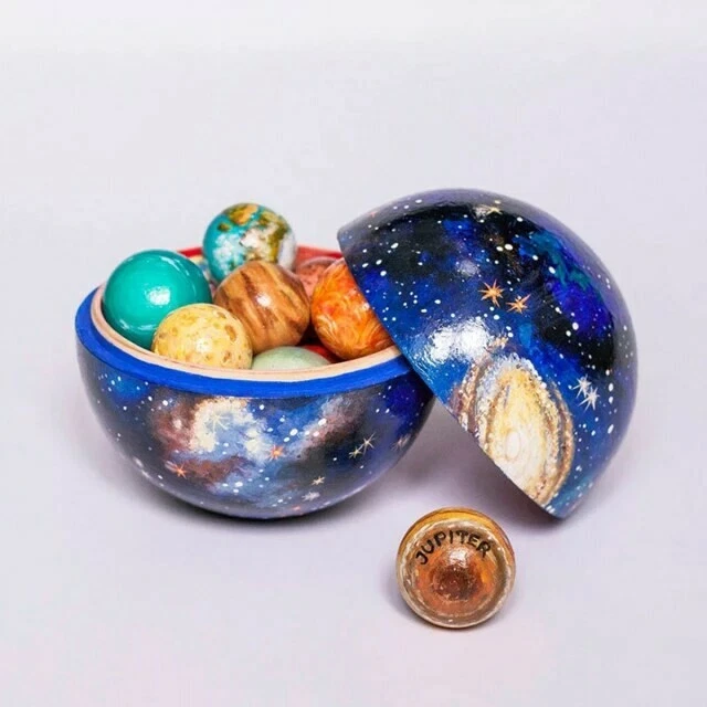 WOODEN SOLAR SYSTEM Planets, Montessori Educational Game £70.81 ...