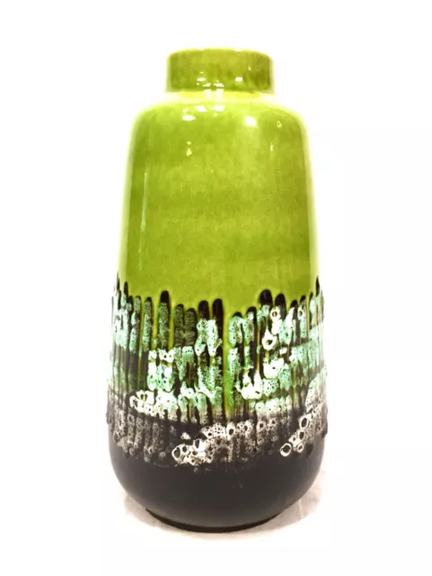 Vintage österreichische / westdeutsche Keramikvase / Retro 1970er / Grüne Lava