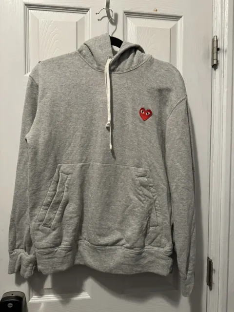 CDG Hoodie Play Comme Des Garcons Grey Hoodie Authentic Lightly Used - Large