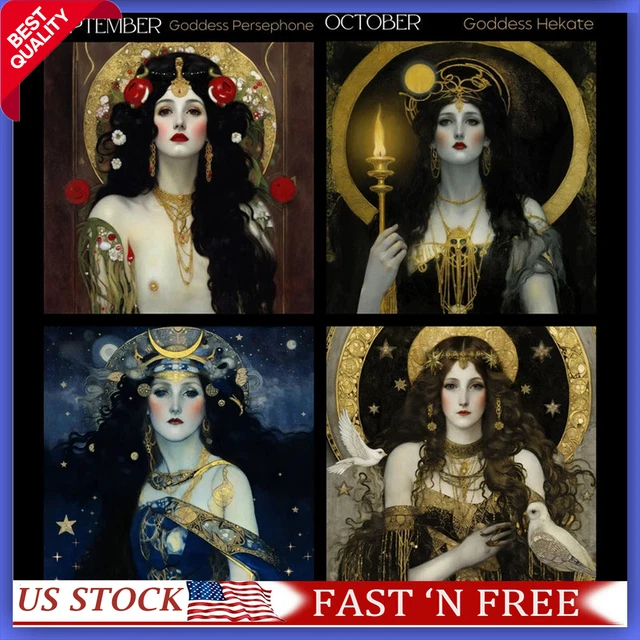 DARK GODDESS 2024 LUNAR CALENDAR Moon Phases Greek Mythology Wall