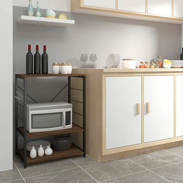Scaffale Per Cucina Con Ganci - Porta Microonde E Forno In Legno E Acciaio - Foto 6