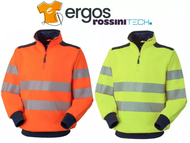 ROSSINI Felpa HI-VIS Alta Visibilità Collo Alto Mezza Zip Rifrangente Uomo HH235