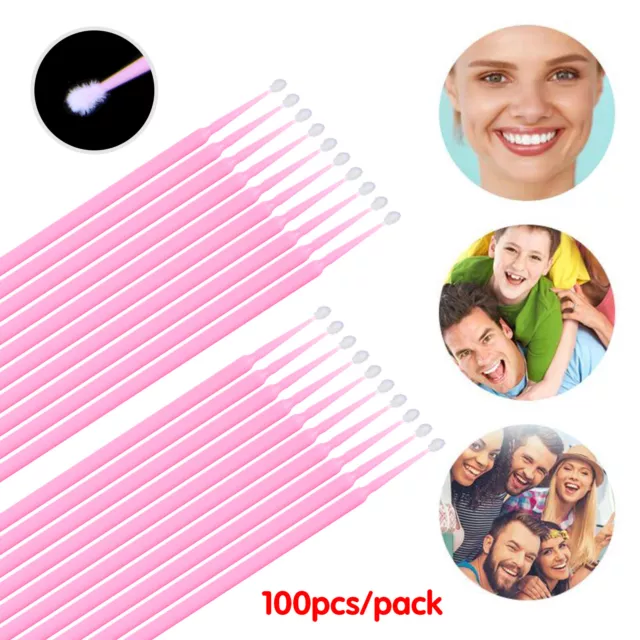 Dental Micro Applicator Brush Disposable Makeup Eyelash Brushes 2.0mm Pink