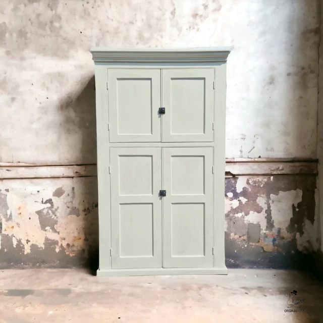 Rustic Victorian Antique Pine Housekeepers Cupboard Armoire Linen School
