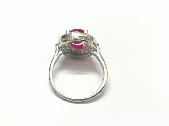 Large Glass Filled Ruby Ring 5 Ct Ruby Ring 9x11 Ruby Cluster Ring Silver Ring 3