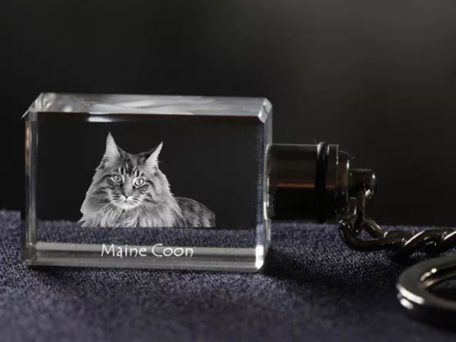 Maine-Coon-Katze, Chat Cristal Trousseau de Clés, Crystal Animals