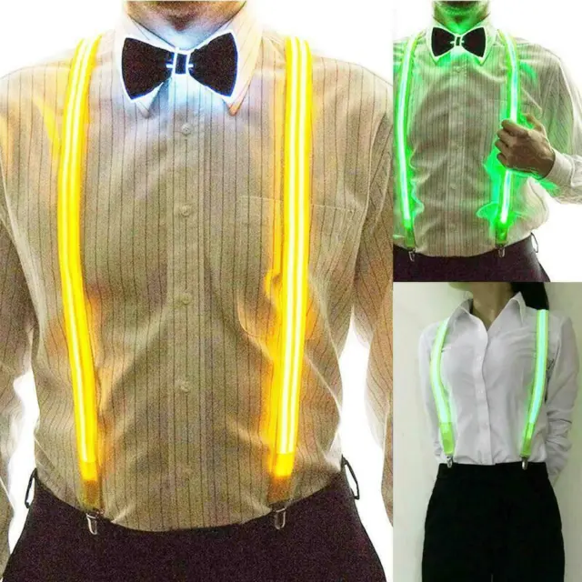 Light Up Men's LED Suspenders Perfect For Music Costume Fesz