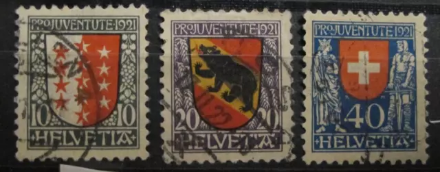 Schweiz, Pro Juventute 1921 gestempelt, Mi.-Nr. 172-174