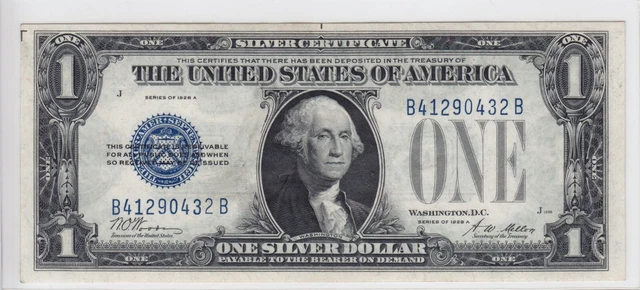 1928A $1 Silver Certificate Note Funny Back FR#1601 B41290432B
