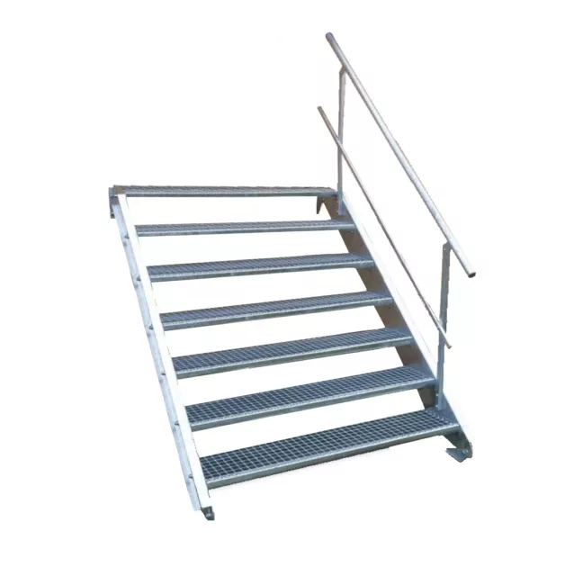7 Stufen Stahltreppe Breite 60-160cm Geschosshöhe 100-140cm Geländer einseitig