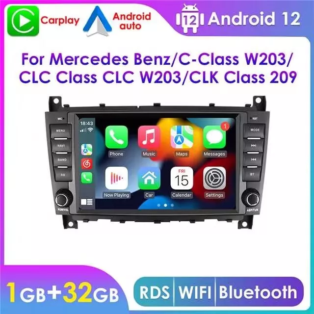 DAB+Android Autoradio GPS CarPlay 32GB Navi Mercedes CLC/CLK/C Klasse W203 W209